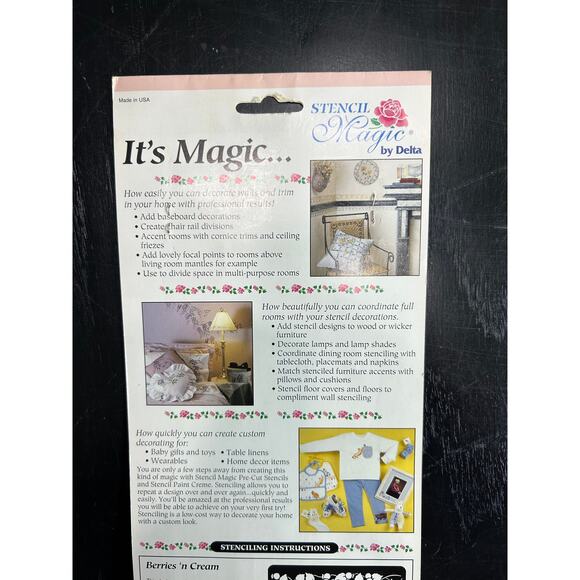 90s Vintage- Stencil Magic By Delta- Flower Borders No. 96 109 0012- NWT - Picture 3 of 6